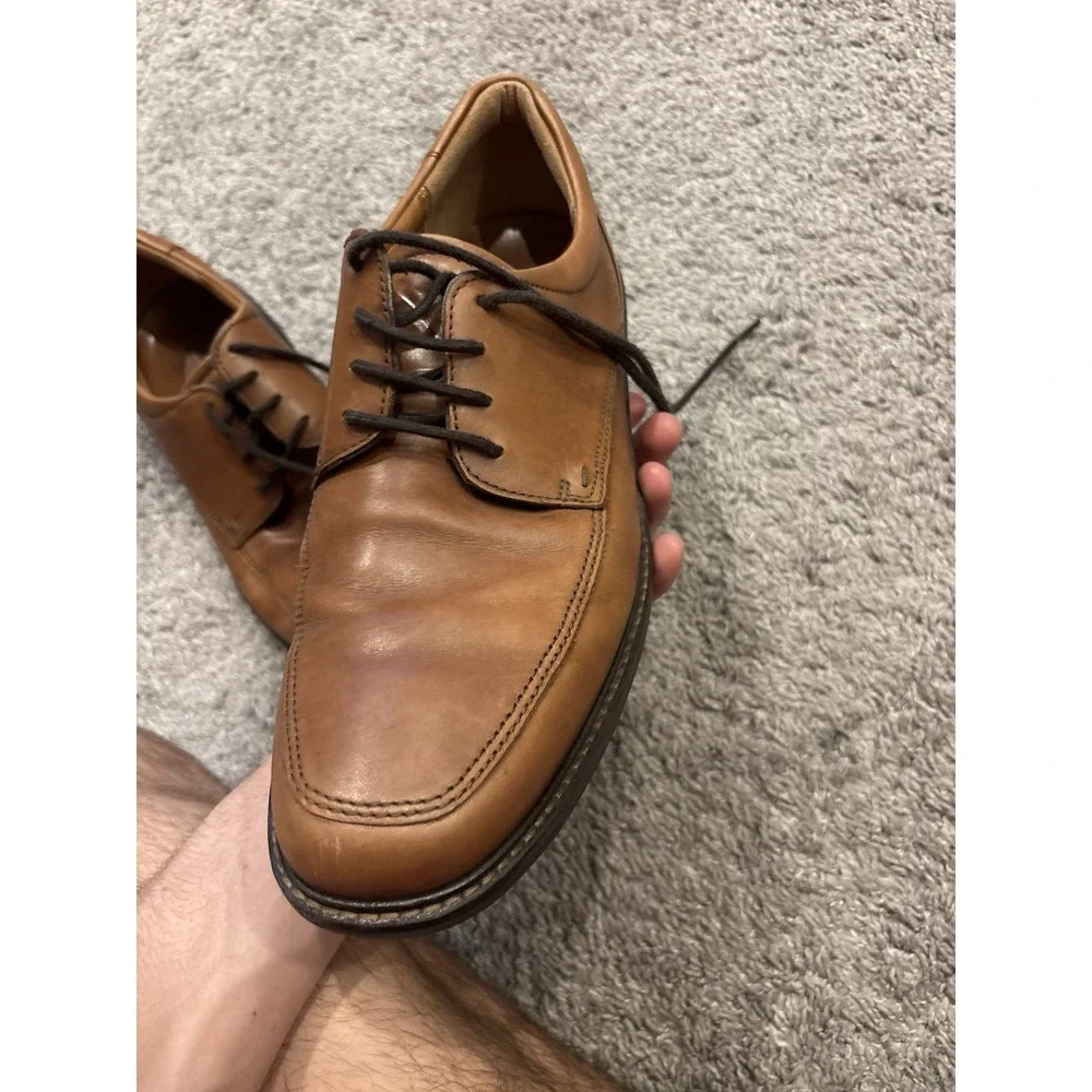 Ecco Holton Mens Size EU 45 US 11 Brown Leather Slip On Apron Toe Loafers Shoes